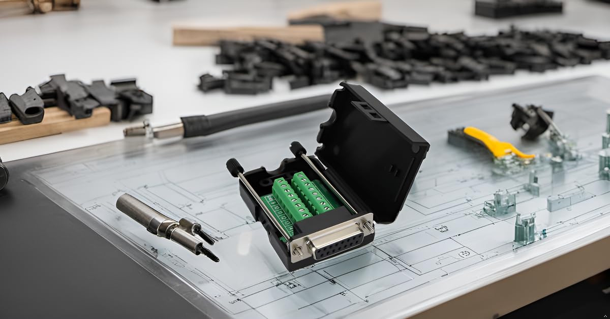 TwinkleBay D-SUB DB15 Female 15 Pin Jack Port to Terminal Breakout Board Connector, 2 Row Plug with Case