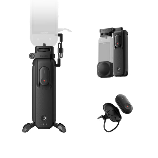 Insta360 FOMO Power Handle with 6100mAh Battery, Mini Remote, Foldable Quadpod, Pre-Recording Support for X5, X4, X3, X4 Air, Travel Vlogging, Outdoor