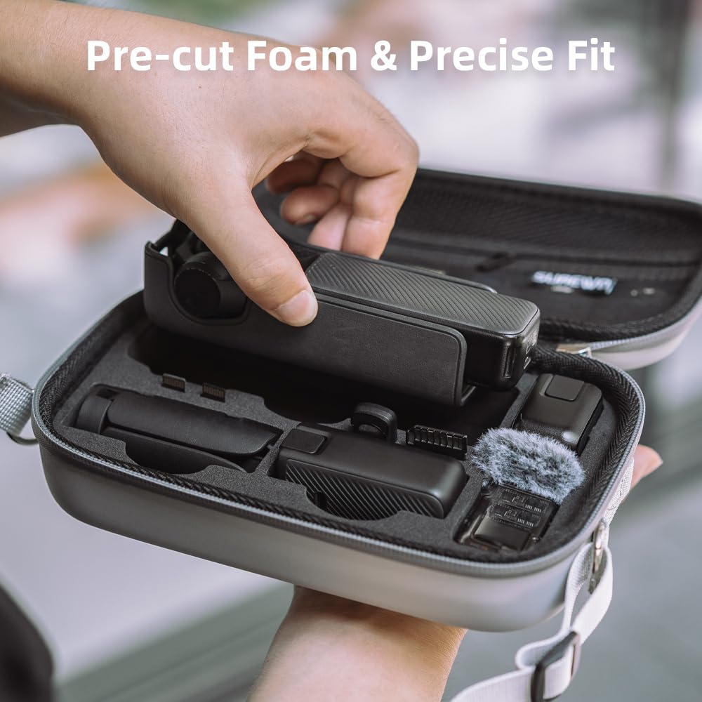 SUREWO Osmo Pocket 3 Case, Portable PU Storage Protective Bag for DJI Osmo Pocket 3 Standard kit and DJI Osmo Pocket 3 Power Expansion Combo