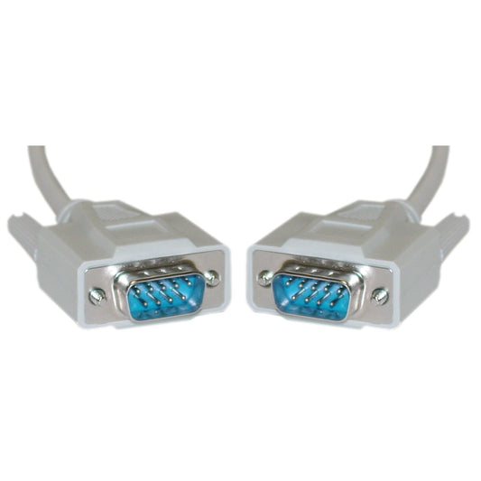 CableWholesale 10 feet Serial Cable, DB9 Male to Male, 28 AWG, 9 Conductor, 1:1, Beige, RS-232 for Printer, Modems, Networks, UL Rated, 9 Pin Serial