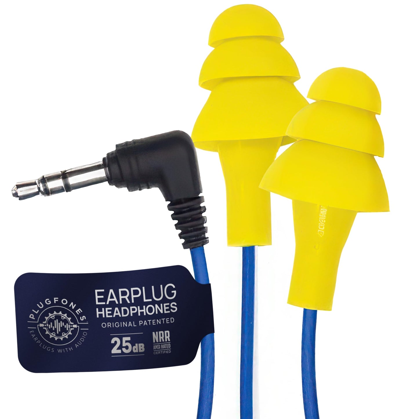 Plugfones Basic Earplug Headphones Earplug-Earbud Hybrid 25 dB Noise Reduction Rating Wired Work Headphones Noise Reducing Earphones OSHA Compliant