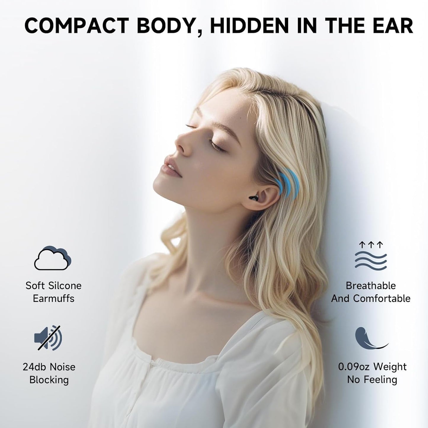 Mudtun Invisible Sleep Earbuds, Smallest Sleep Headphones for Side Sleepers Low Profile Micro Tiny Discreet Hidden Earbuds for Work, Wireless Mini