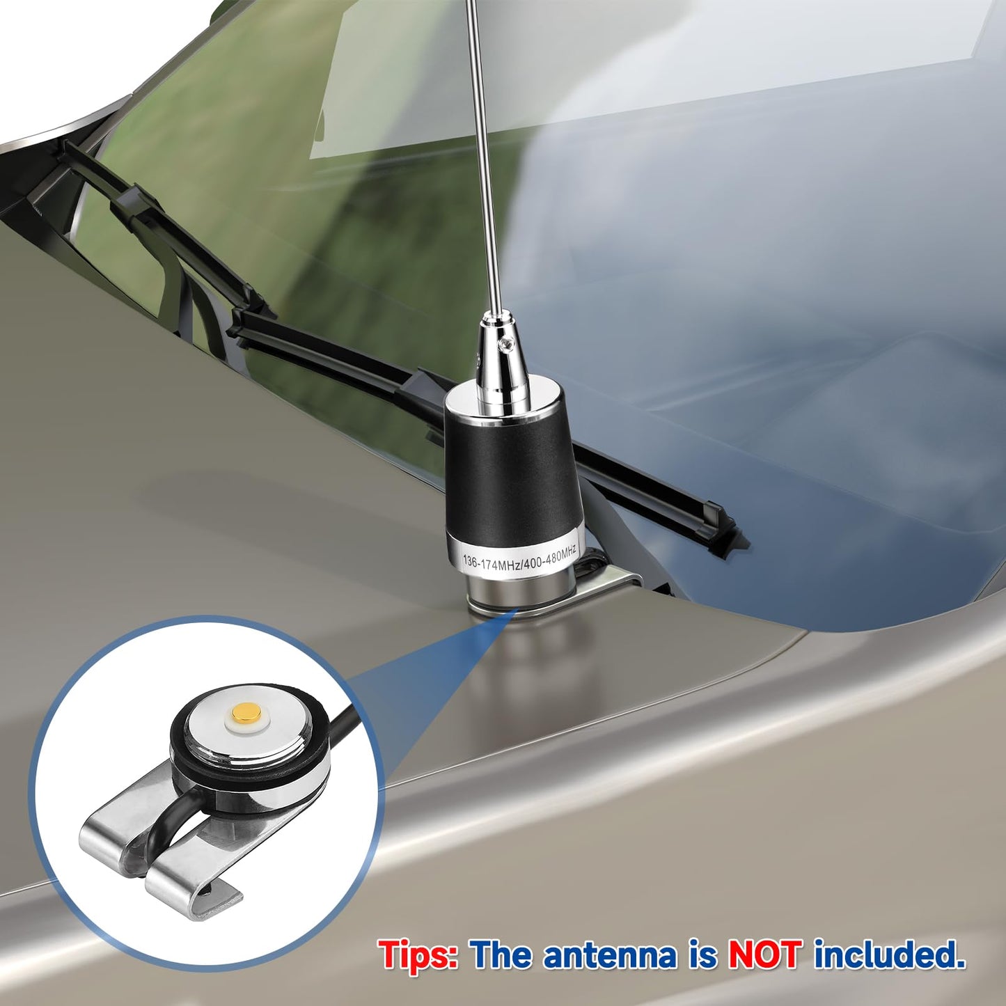 Bingfu Vehicle Mobile Radio Antenna NMO Mount Fix Bracket Lip Mount with 5m 16.5 feet RG58 Cable UHF PL259 Male Connector for Car Truck Amateur Ham