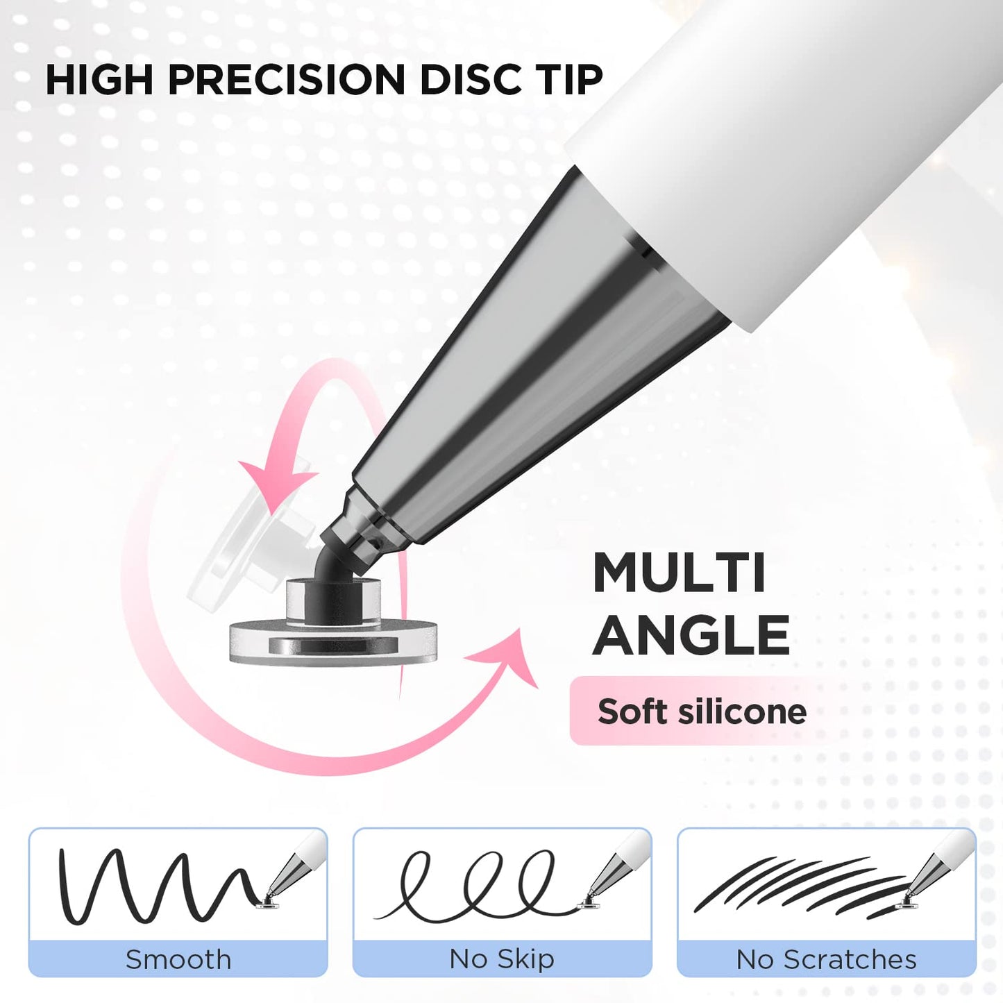Pen for Samsung Tablet, Capacitive Disc Tip Stylus Pencil & Magnetic Cap Compatible with Apple iPad pro/iPad 6/7/8th/iPhone, Samsung Galaxy Tab A7/S7