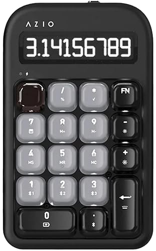 AZIO IZO Wireless Mechanical Calculator & Number Pad (Black/Dark Bronze) - Bluetooth 5.0 & USB, Gateron-Red Mechanical Switch, 9 Backlight Modes