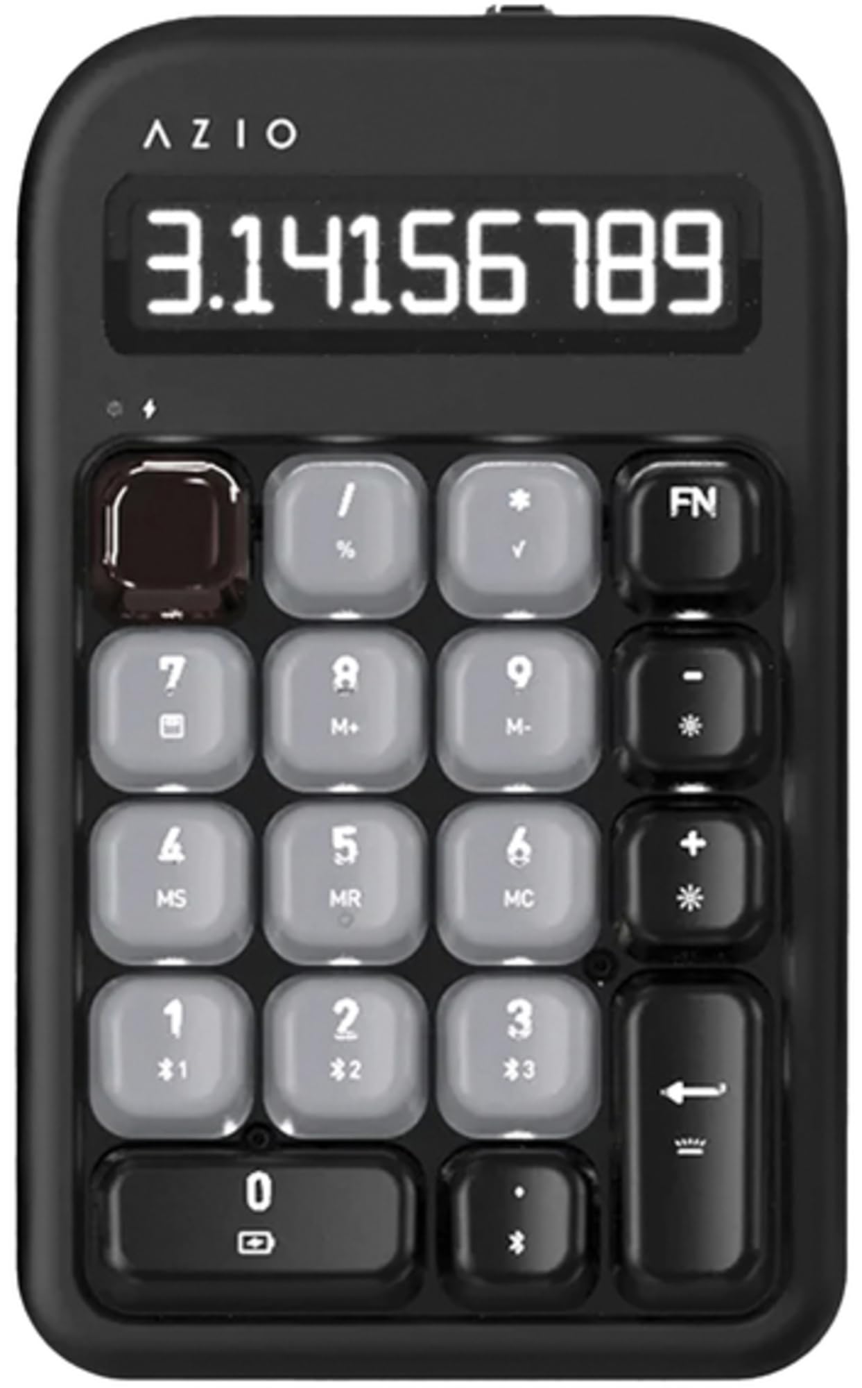 AZIO IZO Wireless Mechanical Calculator & Number Pad (Black/Dark Bronze) - Bluetooth 5.0 & USB, Gateron-Red Mechanical Switch, 9 Backlight Modes