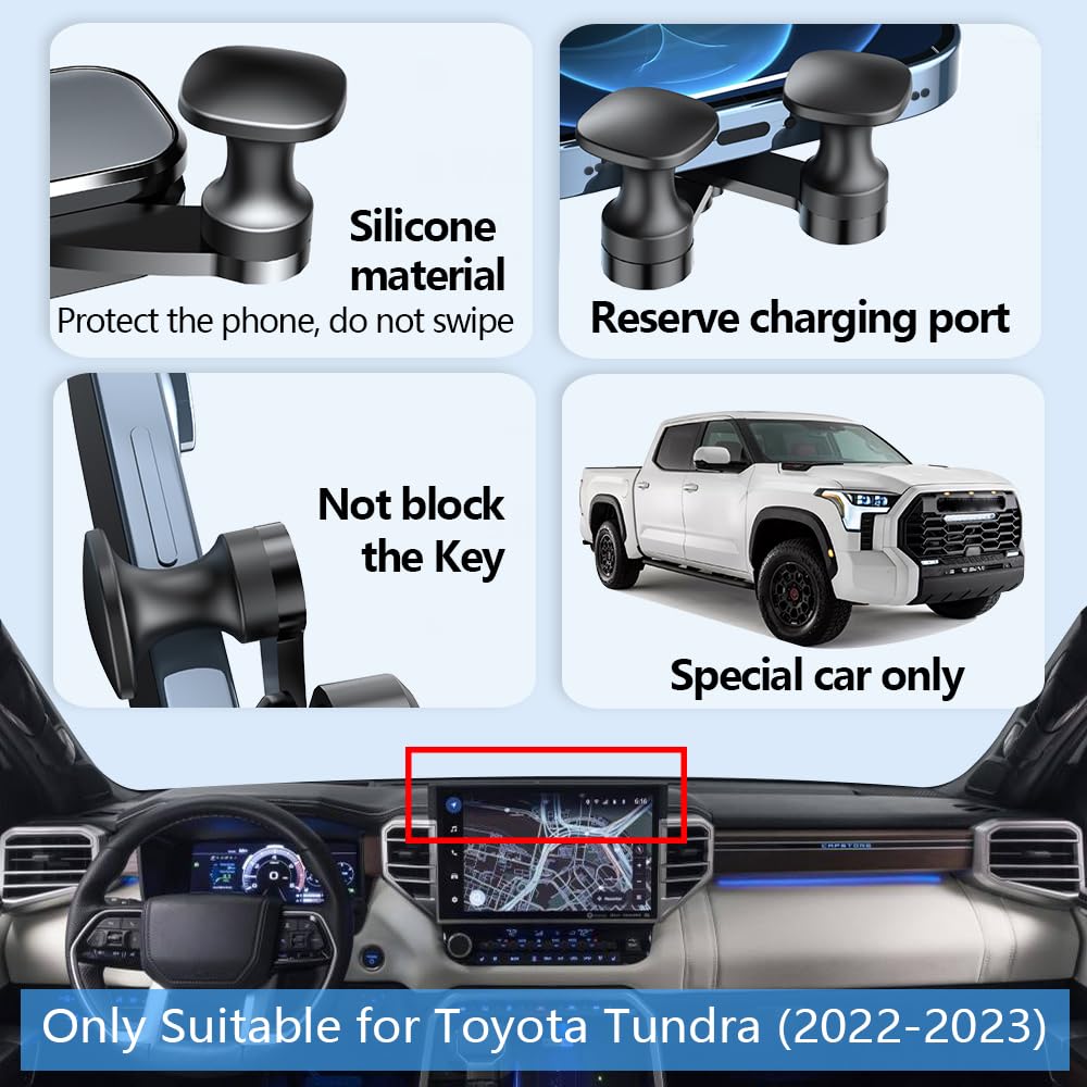 LUNQIN Car Phone Holder Mount for Toyota Tundra 2022 2023 2024 2025 Sequoia Auto Accessories Interior Decoration Mobile Cell Smartphone Bracket