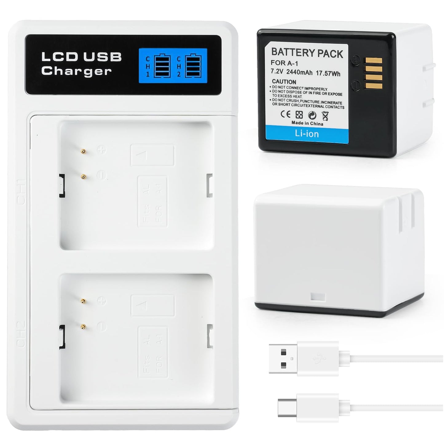 A AMANDA 2 Pack Rechargeable Batteries 7.2V/2440mAh/17.57Wh with Charging Station for Arlo Pro/Pro 2 Cameras(Charger Included)