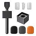 MELONARE MH-30 Handheld Microphone Holder, Wireless Lavalier Mic Stand Adapter Mount w/Foam Cover, Mic Handle Compatible with DJI, RODE, HOLLYLAND