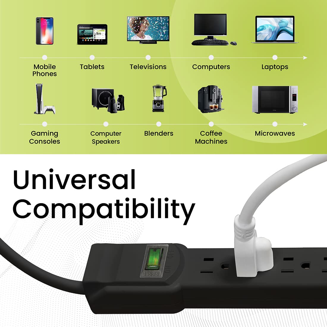 GoGreen Power GG-16103M-12BK-2 Outlet Surge Protector, Pack of 2, Black