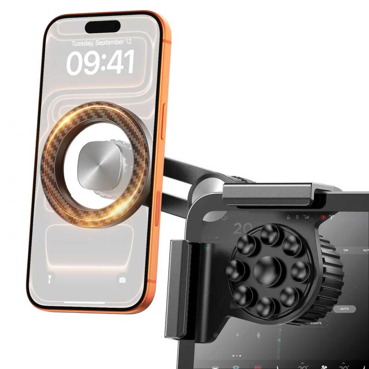 Tesla Phone Mount for Model 3/Y: [2026 Screen-safe Suction] for Tesla Model 3/Y/Juniper Accessories for Magsafe Car Mount,Magnetic Phone Holder