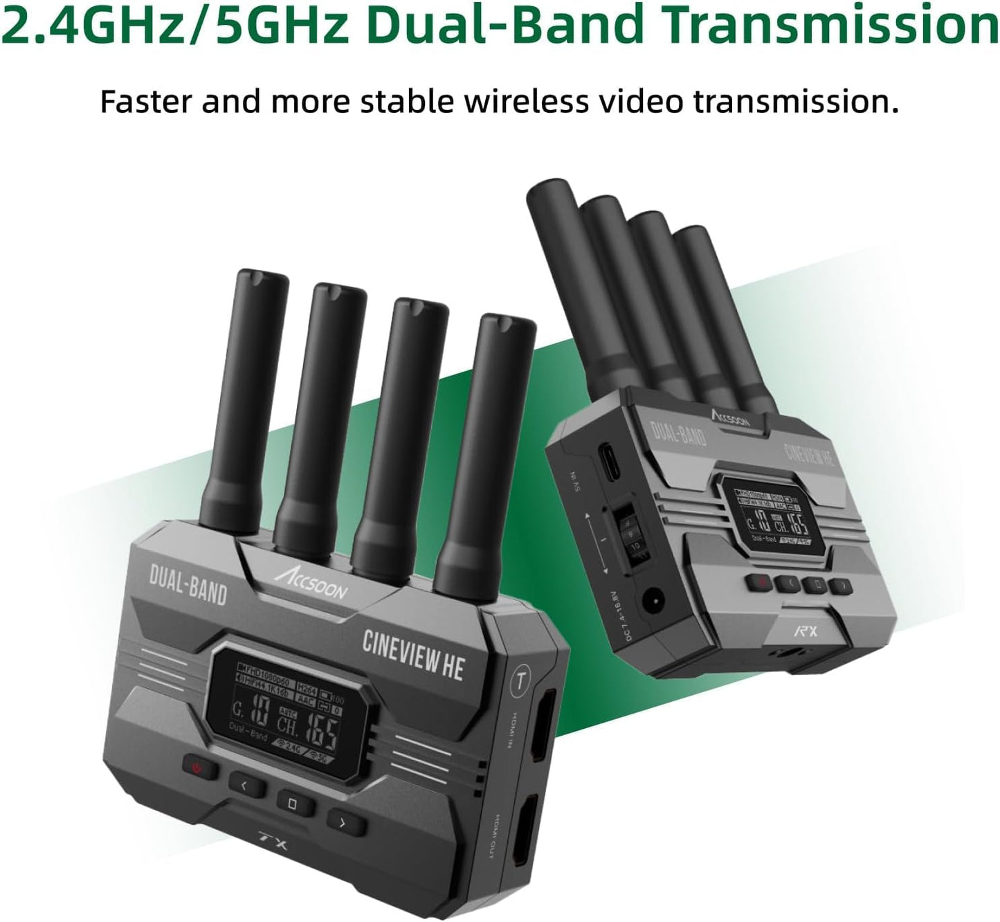 Accsoon CineView SE Wireless Video Transmitter, 1080P HDMI SDI Dual-Band Transmission, Range of 1200ft/350m,Latency 0.05s, Use with CineView M7 Pro/2