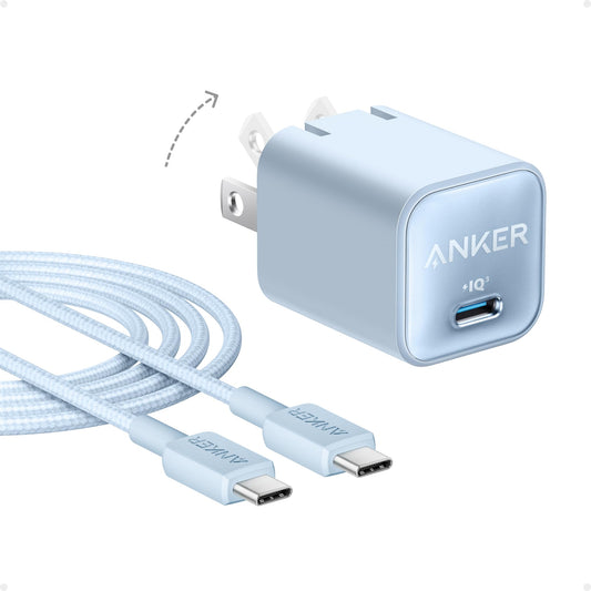 Anker Nano Phone Charger, 30W Portble and Foldable USB C GaN Charger