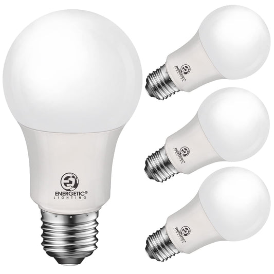 Energetic Lighting 40W Equivalent A19 LED Light Bulb, Warm White 3000K, E26 Standard Base, ETL Listed, Non-Dimmable LED Light Bulb, 4-Pack