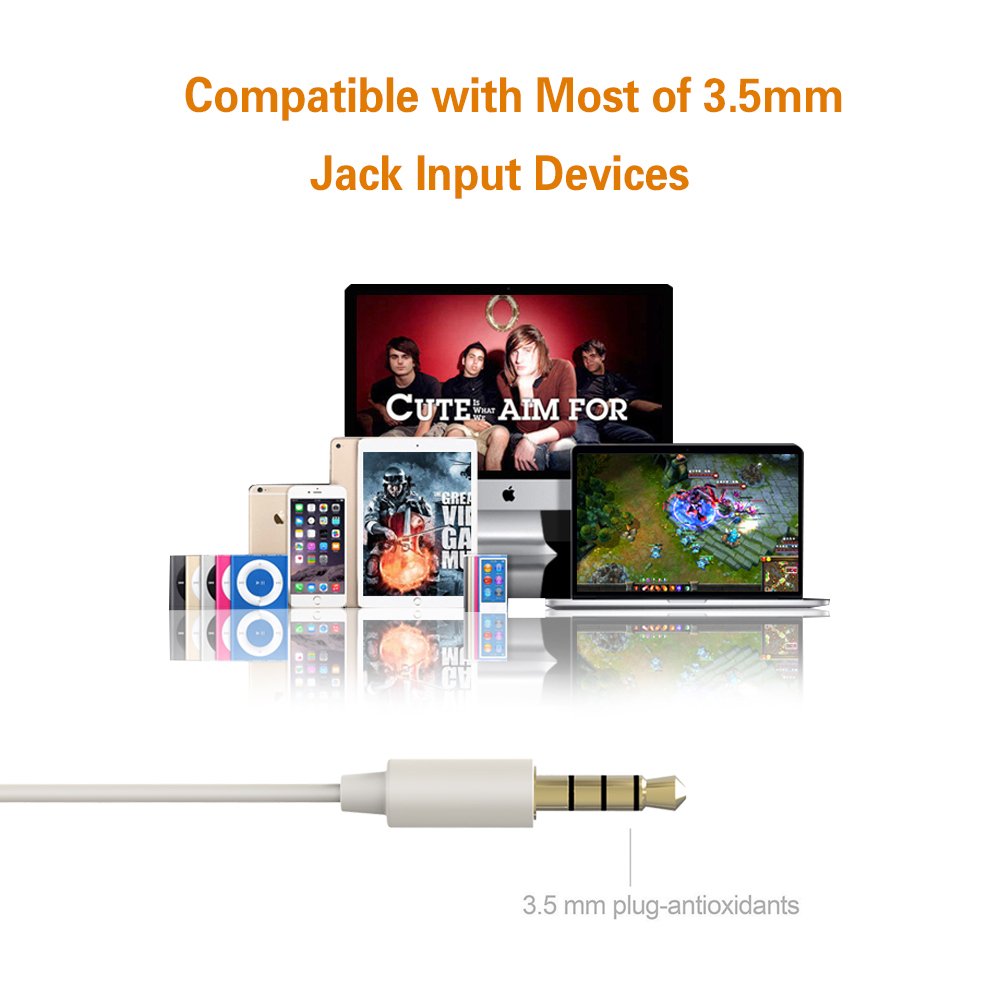 MAXROCK Unique Total Soft Silicon Sleeping Headphones Earplugs Earbuds with Mic for Cellphones, Tablets and 3.5 mm Jack Plug (White)