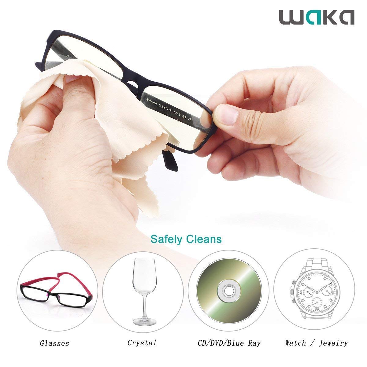 waka 10 Pack Upgraded Microfiber Cleaning Cloth, 6x7 Lint Free Cloth for Eyeglasses, Camera Lens, Cell Phones, LCD Screens, Computers, CD DVD, Eye