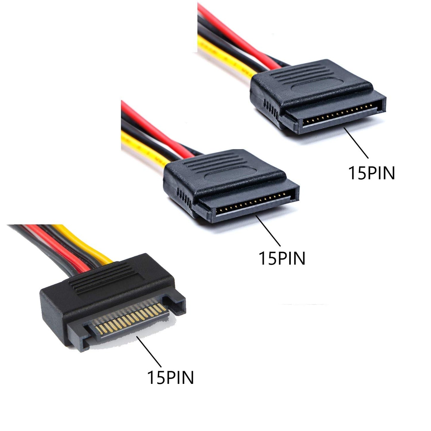 DaFuRui 4pcs SATA Power Splitter Cable,15 Pin Male to 15 Pin Dual Female Power Cable 8 Inches