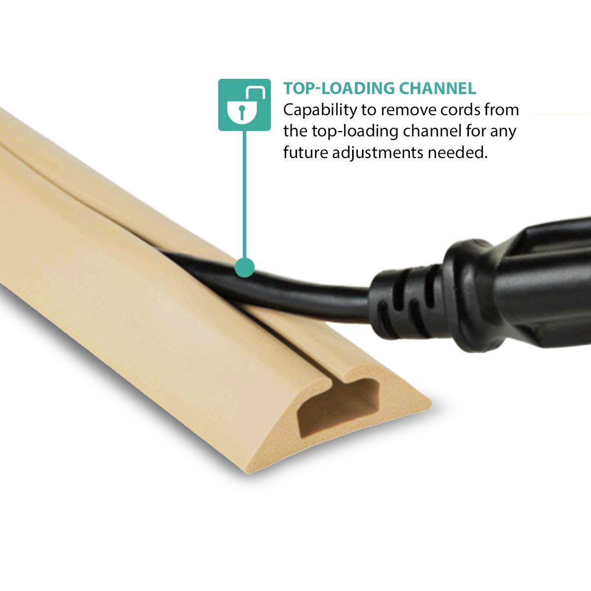 5 FT Compact Single Channel Cord Cover Cable Protector for Floor, Beige