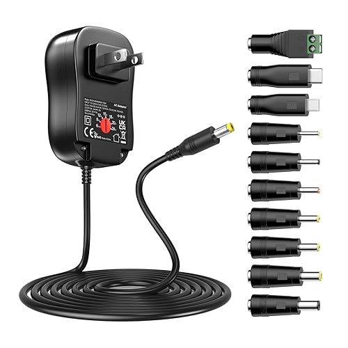 Powseed 6V 9V 12V 15V 18V 20V 24V DC Power Supply Universal AC Adapter 5V 1A USB Charger for Electronics LED Strip Light CCTV Camera Router Lamp…