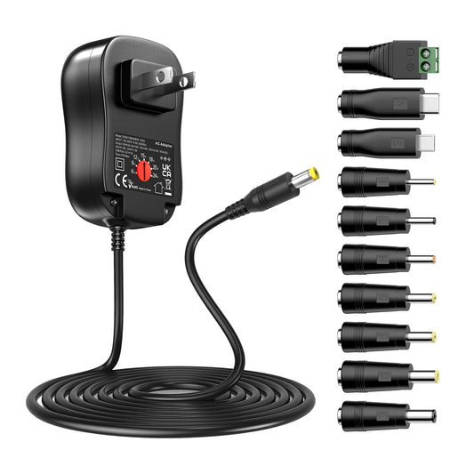 Powseed 6V 9V 12V 15V 18V 20V 24V DC Power Supply Universal AC Adapter 5V 1A USB Charger for Electronics LED Strip Light CCTV Camera Router Lamp…