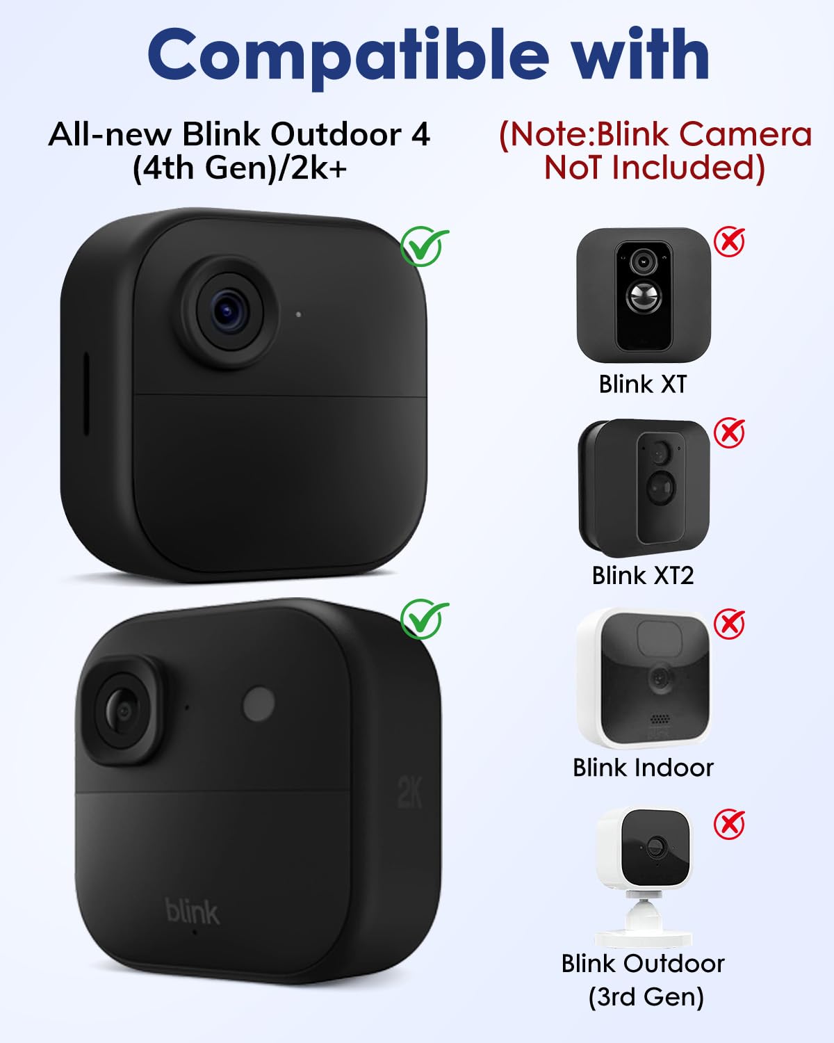Camera Ground Stake Mount for Blink Outdoor 4/ 2K+ (2025 Model), Metal Spike Pole Mount with Weatherproof Silicone Case for Blink Gen 4 Outdoor