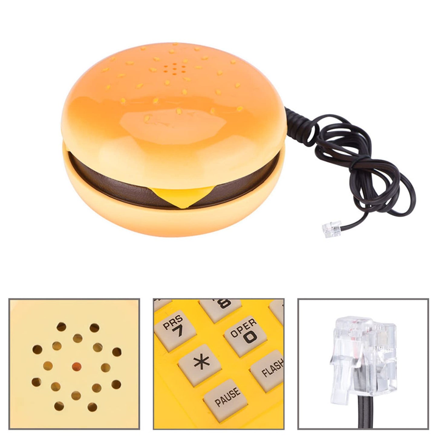 Wired Landline Hamburger Phone,Novelty Emulational Hamburger Telephone Wire Landline Phone,Home Restaurant Hotel Office Decoration Kids Gift