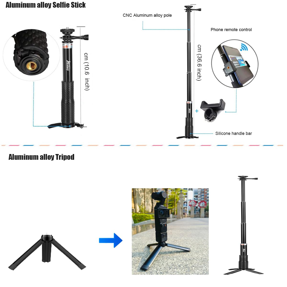 Accessories Kit for DJI Osmo Pocket 3 Creator Combo Case Magnetic Bracket Mount Selfie Stick Tripod Glass Screen Protector Suction Cup Chest Head