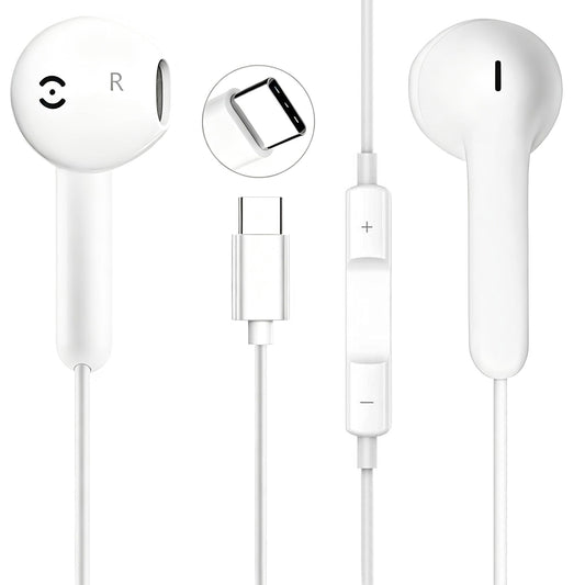USB C Headphones Wired Earbuds for iPhone 17/16 Plus/15 Pro Max, USBC Headphone Type C Earphones with Mic &Volume Control Compatible with Samsung
