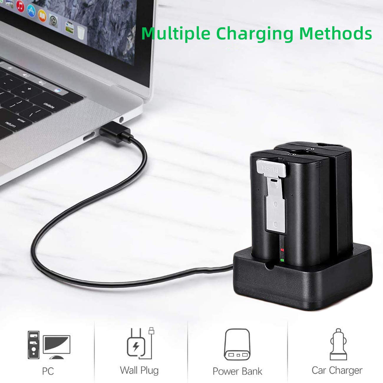 2-Pack 6040mAh Replacement Battery with Charger Station for Ring-Doorbell Camera 2/3/3 Plus/4, Spotlight and Stick Up Cam, Rechargeable Upgraded