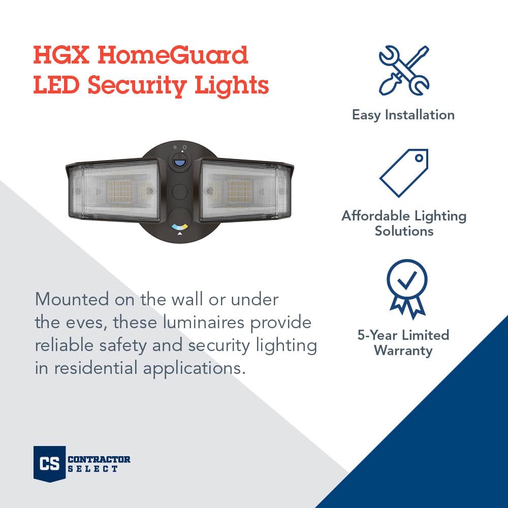 Lithonia Lighting HomeGuard 2-Light LED Outdoor Flood Lights, Outdoor LED Lights, Dusk to Dawn Sensor, Adjustable Lumens, Selectable Color, Square