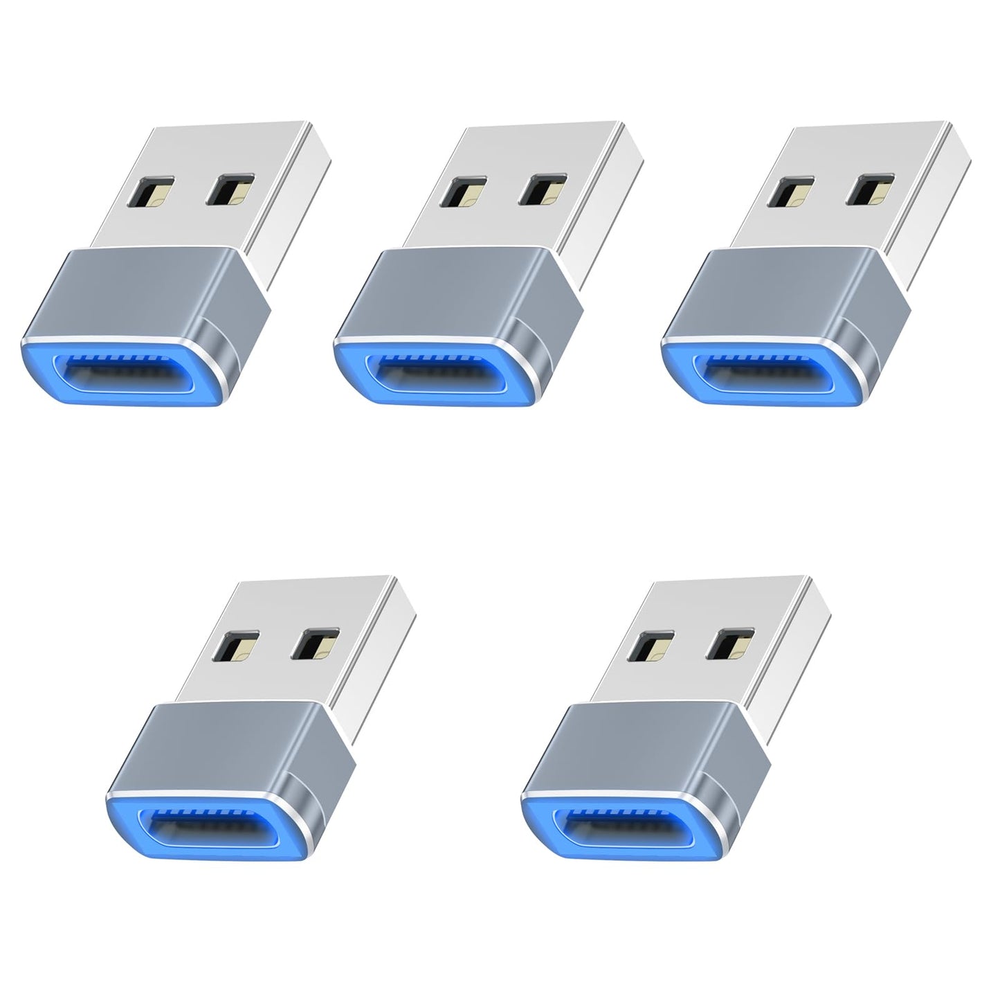 Liaoan 5-Piece USB A to USB C Adapter, C-Type Female to USB Male Charger Converter, Suitable for Phone 17 Charger, Watch Ultra SE 9 10,Phone 17 Pro…