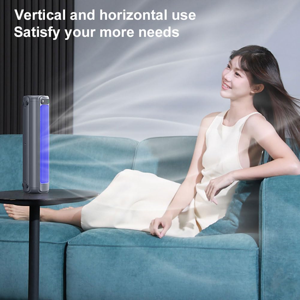 Rechargeable Desk Fan,Portable Bladeless Fan with Three Speed Wind,5000mAh Battery Operated Table Fan,12 Inch Quiet Small Fan for Saving Space,Tower