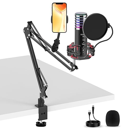 LILANZo USB Condenser Microphone for PC PS4, PS5 Streaming Singing Podcast Studio, Computer Cardioid Gaming Mic Kit for Recording YouTube with Boom