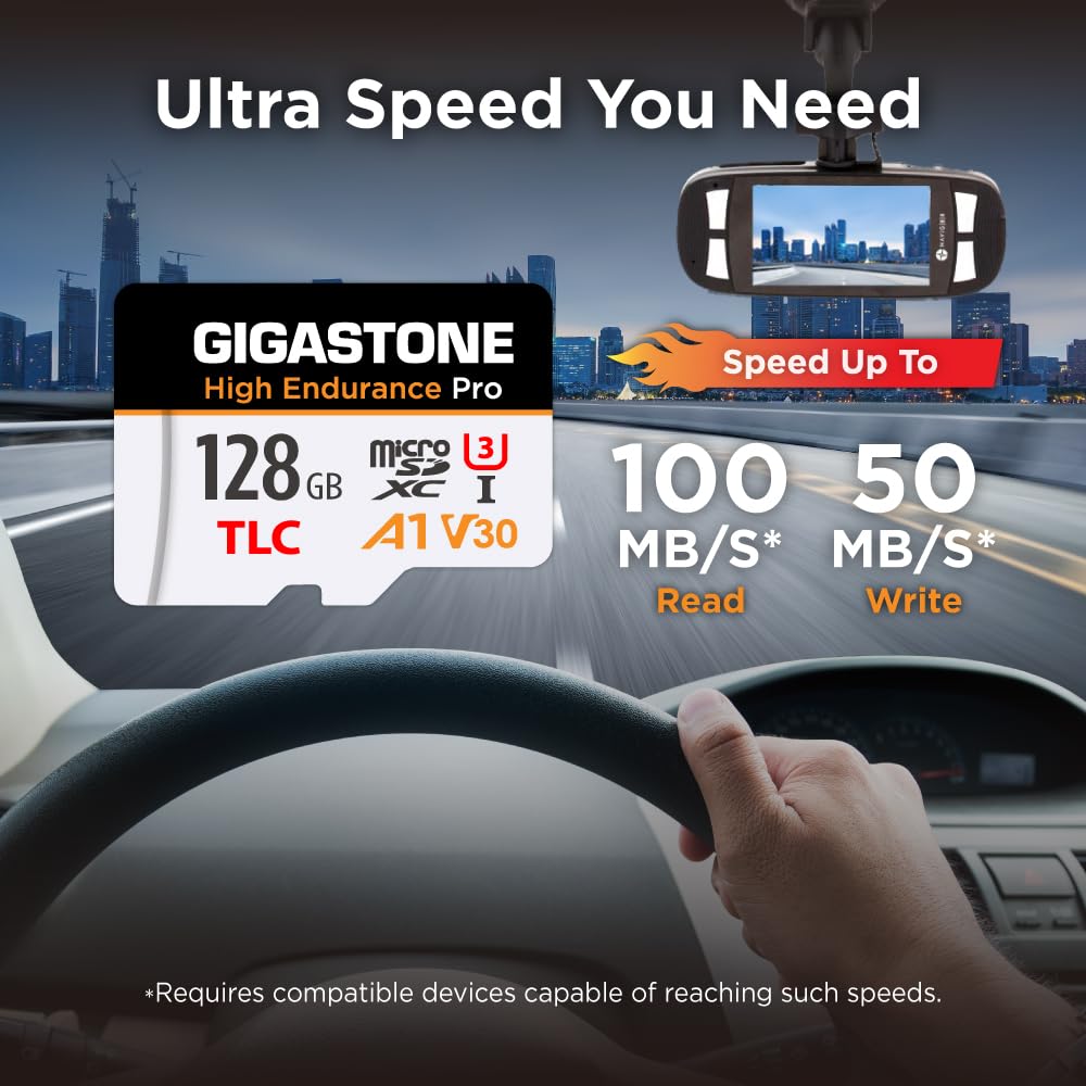 ?5 Yrs Free Data Recovery??Dash Cam? GIGASTONE 128GB Micro SD Card, TLC High Endurance Pro, Speed Up to 100MB/s, Compatible with REDTIGER Rove VIOFO