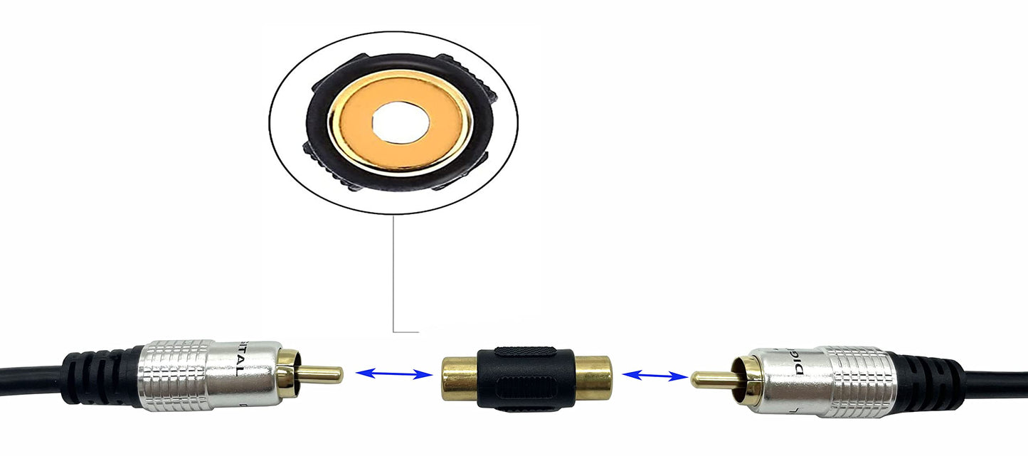 10 Pack RCA Female to Female Coupler, Dafensoy Gold Plated RCA Audio Video Adapter, for Audio, Video, Phono, Subwoofer etc