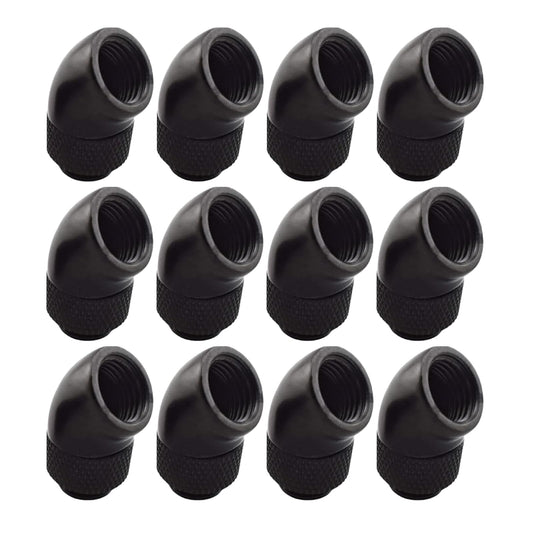 dracaena.io 12 Pack G1/4" 45° Rotary 360° Swivel Fitting, Male to Female Extender Adapter for PC Water Cooling Loop, Computer Liquid Cooling Fittings