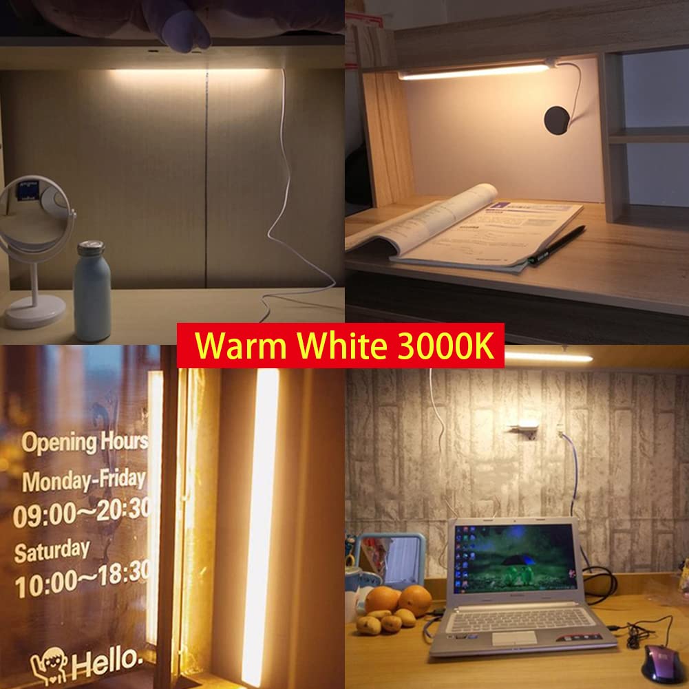 Under Cabinet Light, 12 Inch Plug in LED Closet Light with Memory Function, Cold White 6500K, Super Slim Dimmable Workbench,Under Counter Lights