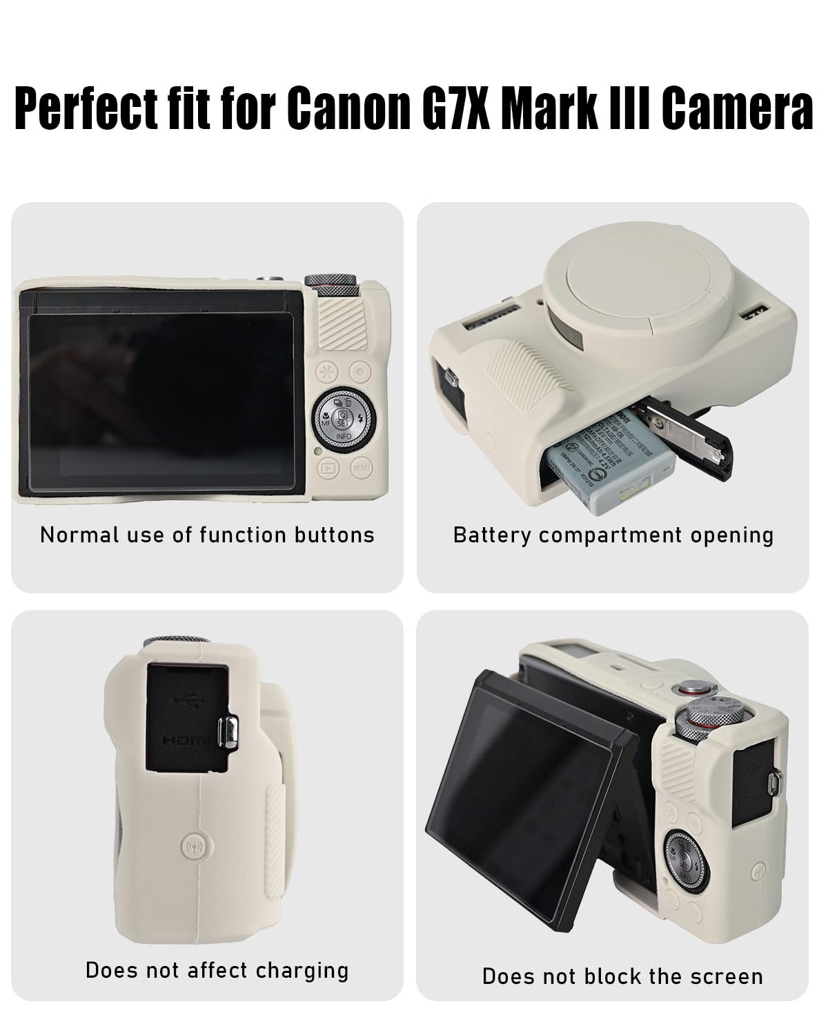 EONORY Camera Case for G7X Mark III Camera, Anti-Scratch Slim Fit Soft Sleeve, Silicone Protective Cover with Removable Lens Cover and Strap Wrist