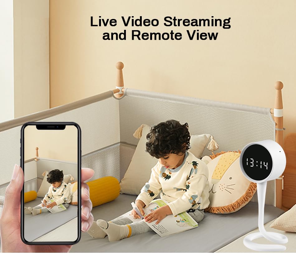 2K 3MP Indoor Security Camera,Flexible Silicone Tail Grips Any Surface, Baby/Elder/Dog/Pet Cam, View on App, Wifi2.4G&5G, 24/7 HD Clock Camera