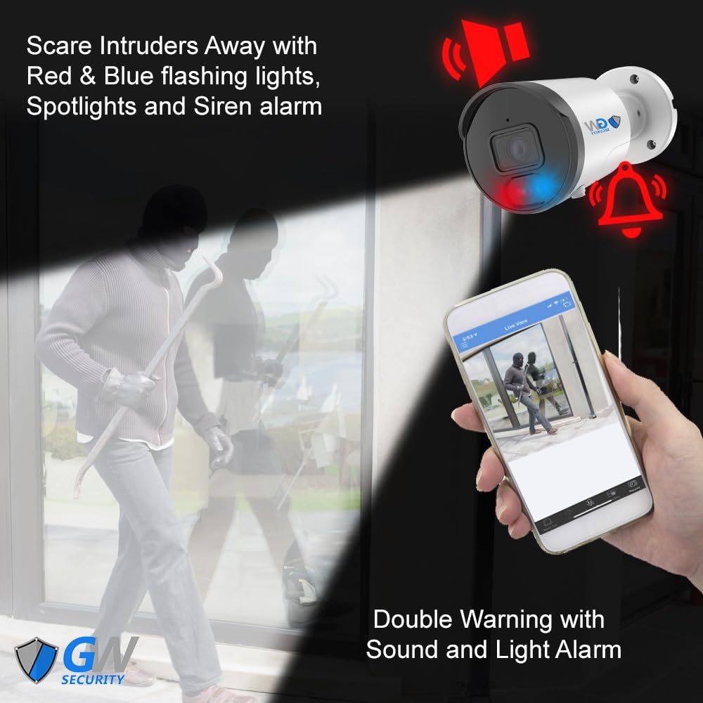 GW Security 4K 8MP 2-Way Audio Spotlight Color Night Vision Outdoor/Indoor PoE IP Bullet Security Camera (GW8539DFIP)