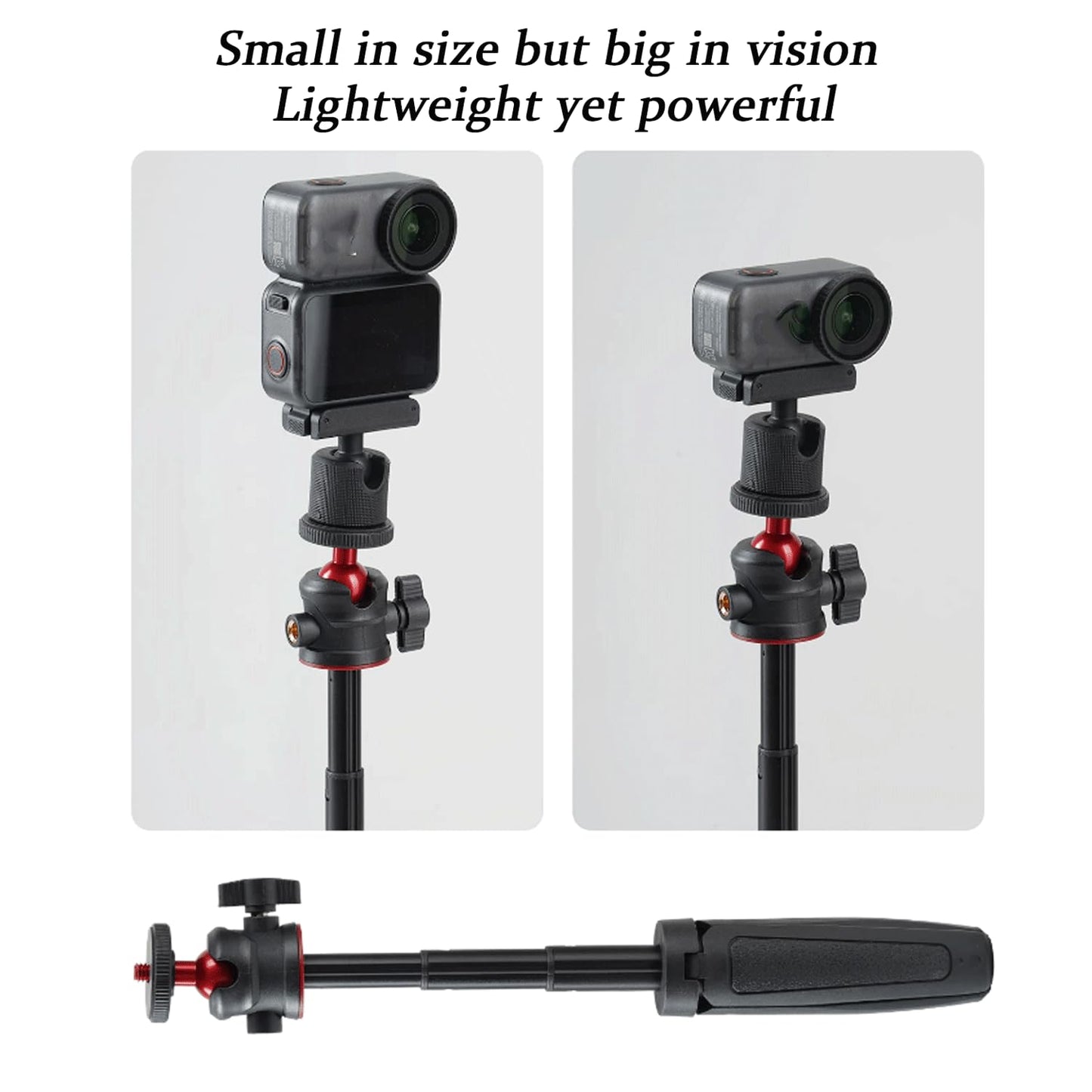 Mini Desktop Tripod for Camera Compact 1/4 Screw Handheld Selfie Stick & Extendable Desktop Vlogging Stand Compatible with DJI OSMO Pocket Insta 360