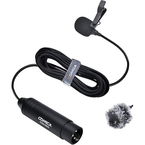 comica XLR Lavalier Condenser Microphone,CVM-V02O Omnidirectional Lapel Lavalier Microphone,Clip on Mic Interview Kit for Recorder Mixer camcorders