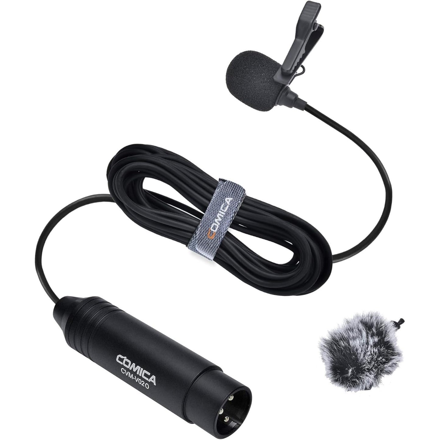 comica XLR Lavalier Condenser Microphone,CVM-V02O Omnidirectional Lapel Lavalier Microphone,Clip on Mic Interview Kit for Recorder Mixer camcorders