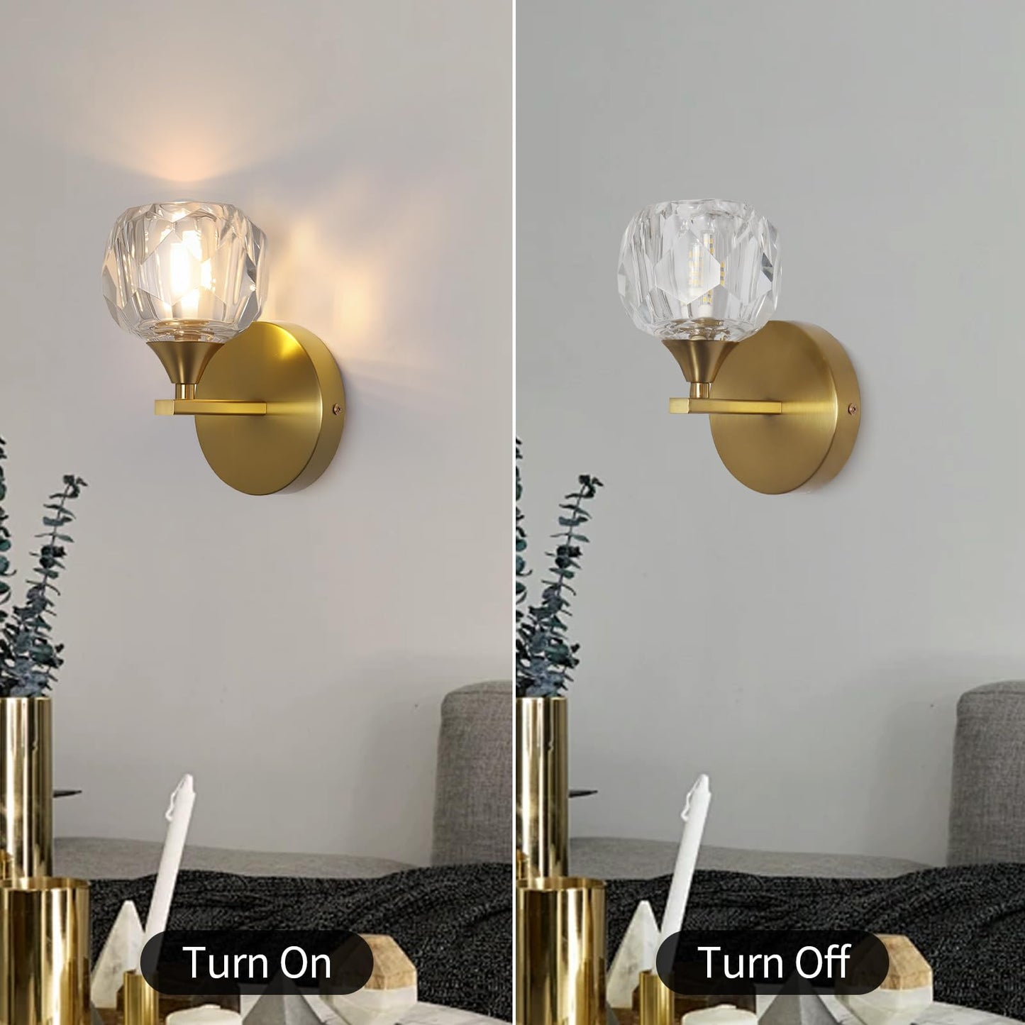 Bektas Set of 2 Wall Sconces for Bathroom, Modern Vanity Light Fixtures, Gold Wall Mount Lighting Lanterns, Wall Lights with Clear Glass Shade