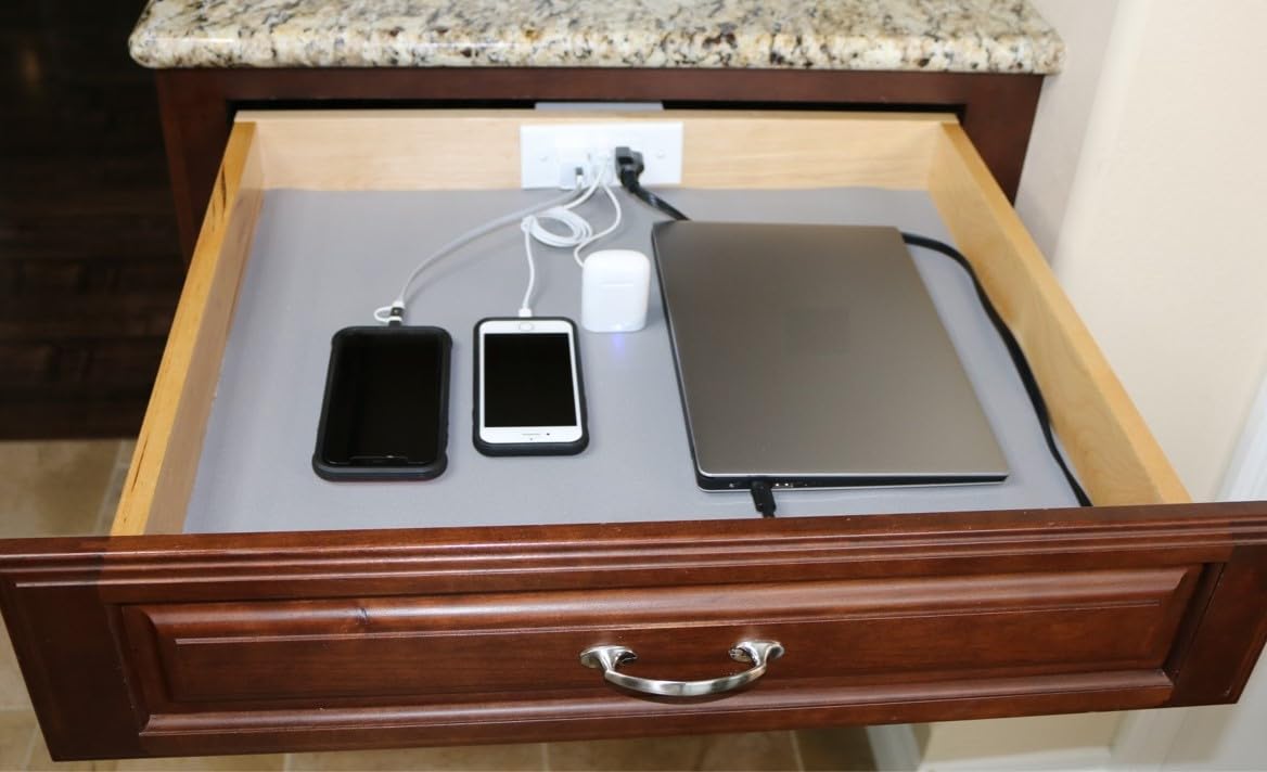 My Tidy Space Low Profile in Drawer Docking Station Outlet (2) USB-A (2) 15 Amp