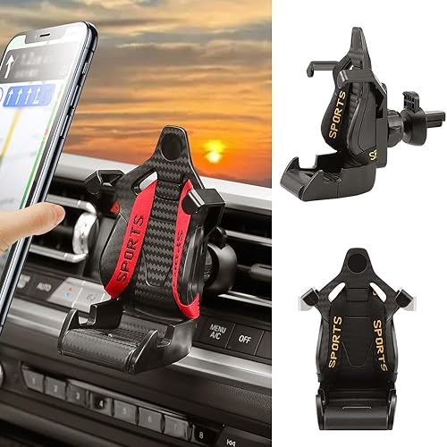 SANTACIN Racing Seat Cell Phone Holder, Universal Car Vent Phone Mount, Universal Fit for Smartphones, Adjustable Attachment, Mobile Phone Air Vent