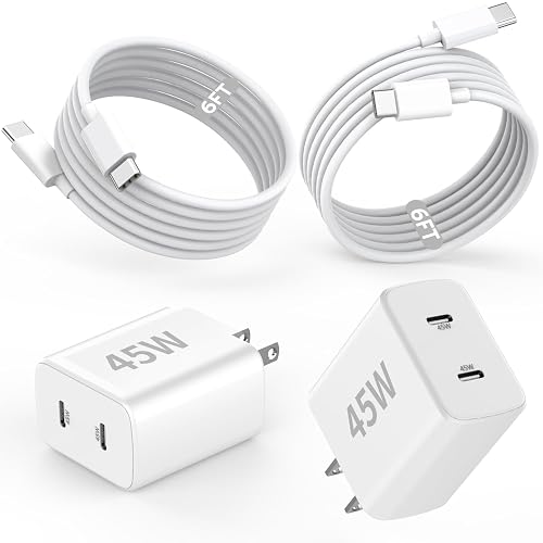 iPhone Charger Fast Charging,[Apple MFi Certified] 45W Dual Quick Apple Charger 2Pack 6FT Type C Block USB C to C Cable for iPhone 17E/17