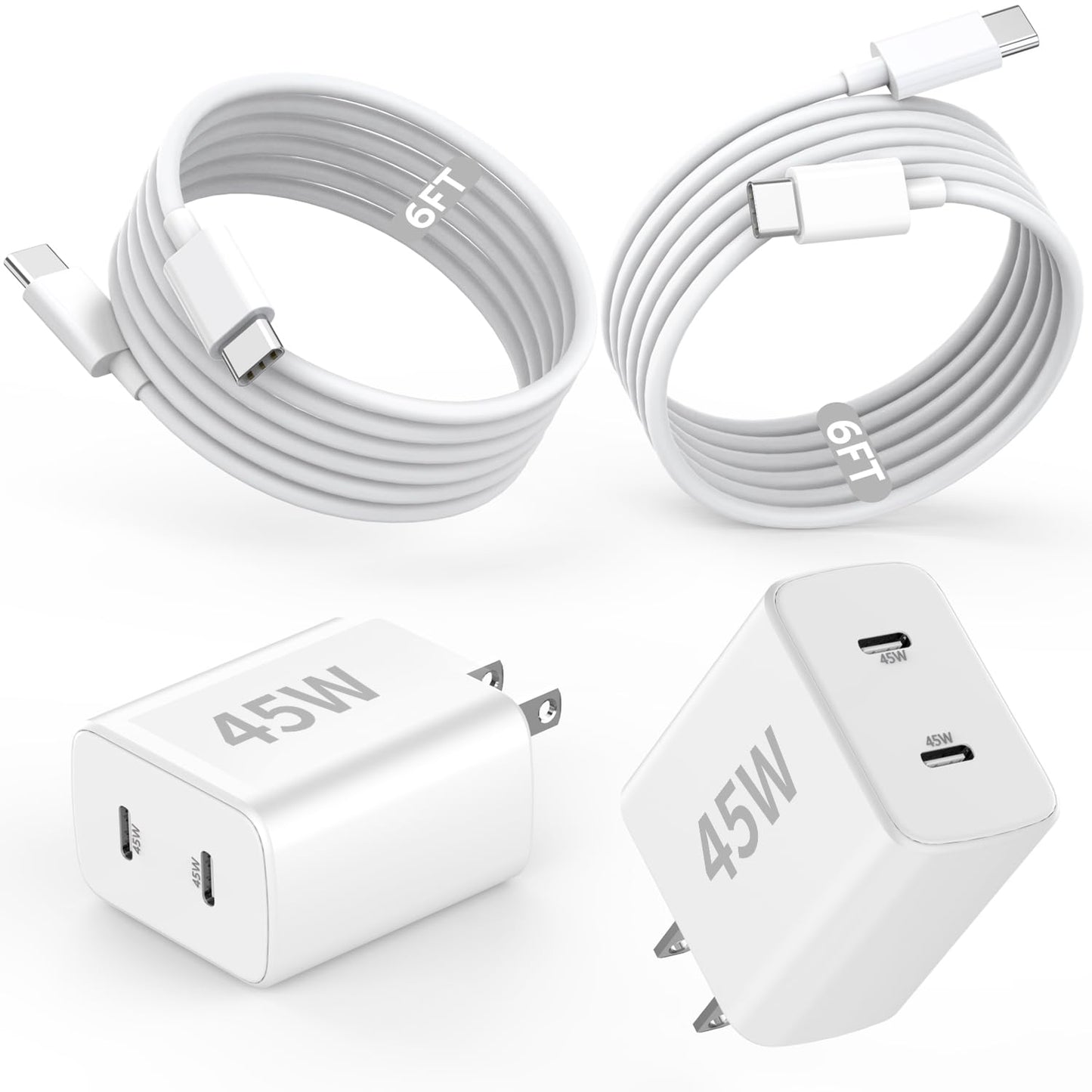 iPhone Charger Fast Charging,[Apple MFi Certified] 45W Dual Quick Apple Charger 2Pack 6FT Type C Block USB C to C Cable for iPhone 17E/17