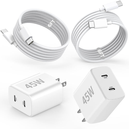 iPhone Charger Fast Charging,[Apple MFi Certified] 45W Dual Quick Apple Charger 2Pack 6FT Type C Block USB C to C Cable for iPhone 17E/17