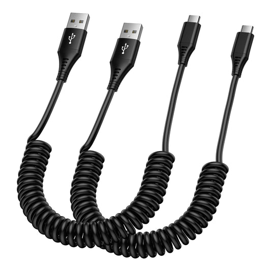 USB C to USB Cable,Android Auto 3ft+5ft Coiled Cable for Car Retractable Fast Charging Cord Type C for iPhone 17/Air/17 Pro/17 Pro Max/16/15,Samsung